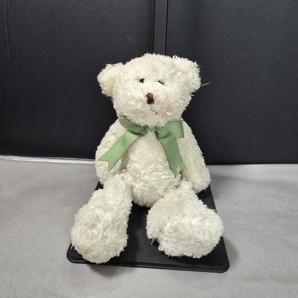 Bath And Body Works "Opal" Snow Plush Bear With Green Bow 9"
